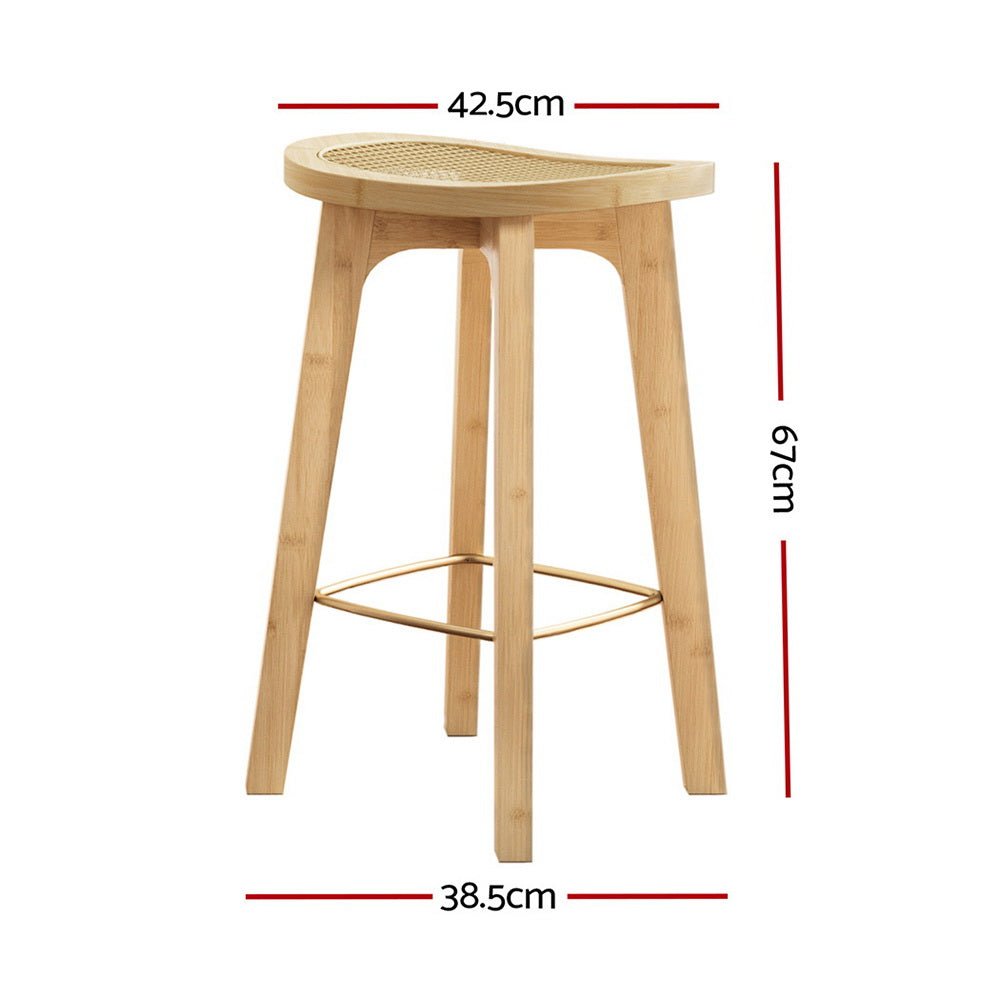 Wooden stool with dimensions labeled on a white background
