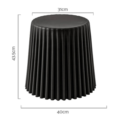 Black round tablecloth with dimensions on a white background