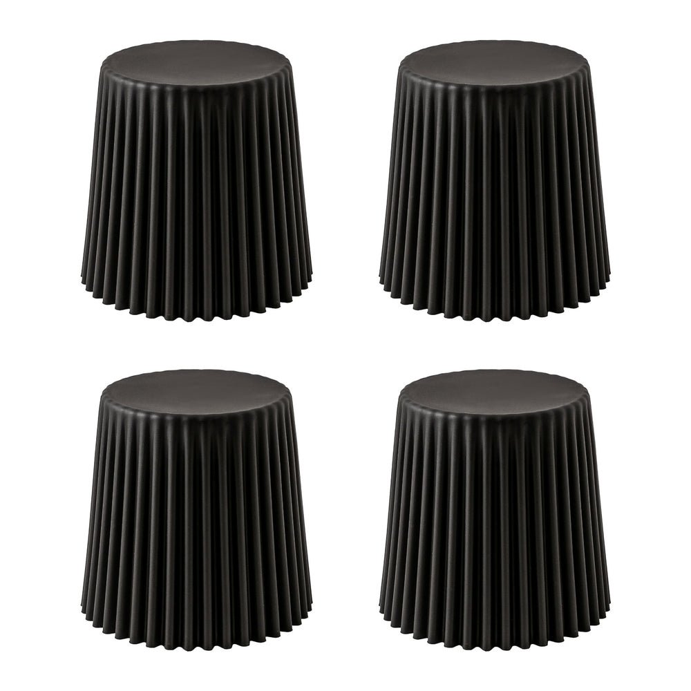 Cupcake Design Stackable Plastic Stools 43.5cm Black (Set of 4) - Barstool Express