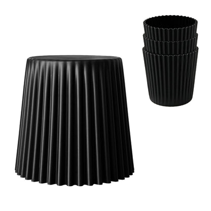 Cupcake Design Stackable Plastic Stools 43.5cm Black (Set of 4) - Barstool Express