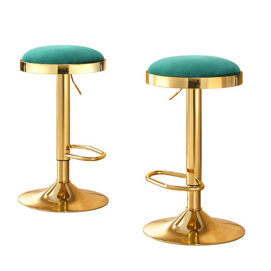 Emerald Velvet Adjustable Bar Stools Gold & Green (Set of 2) - Barstool Express