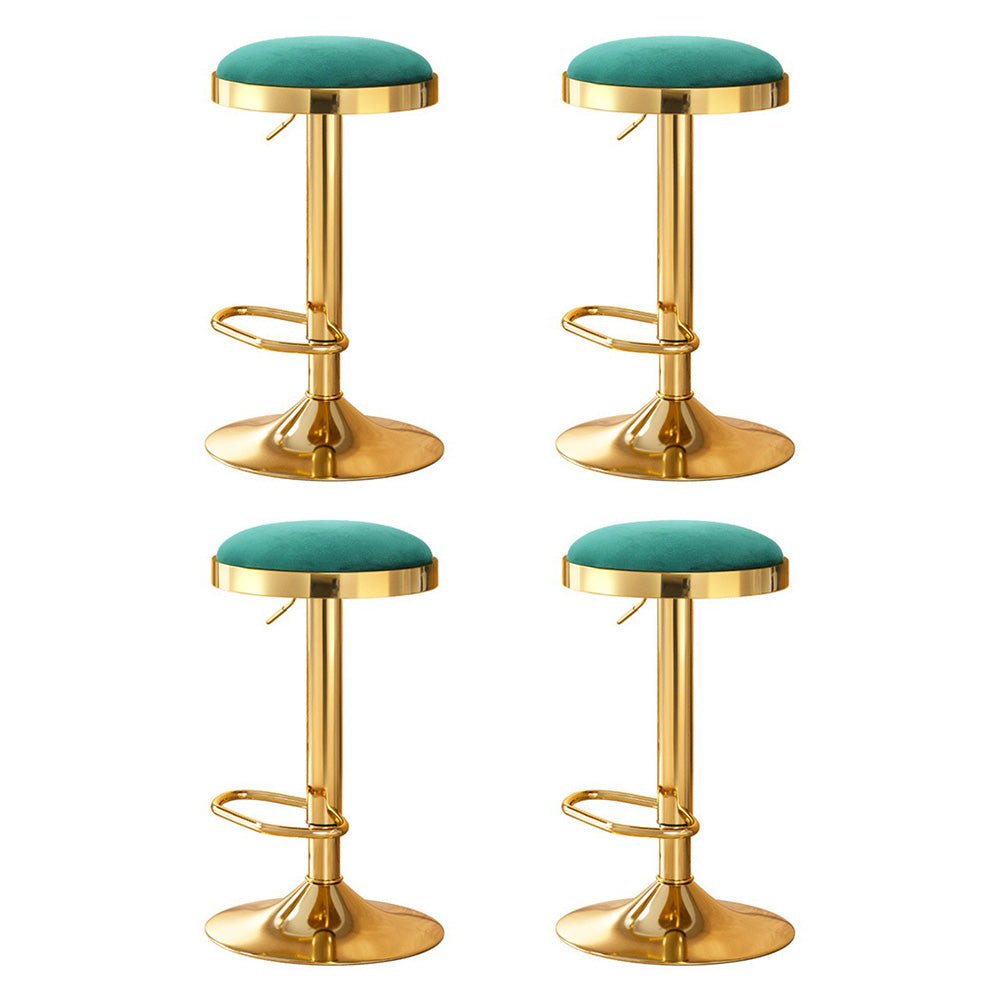 Emerald Velvet Adjustable Bar Stools Gold & Green (Set of 4) - Barstool Express