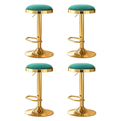 Emerald Velvet Adjustable Bar Stools Gold & Green (Set of 4) - Barstool Express