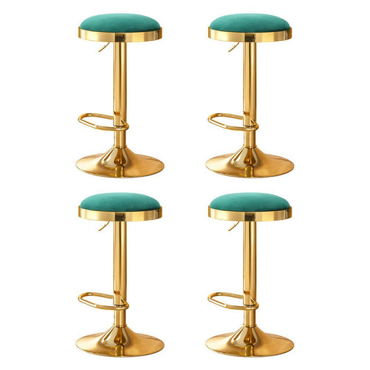 Emerald Velvet Adjustable Bar Stools Gold & Green (Set of 4) - Barstool Express