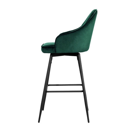 Emily Velvet Swivel Bar Stools 72cm Green (Set of 2) - Barstool Express