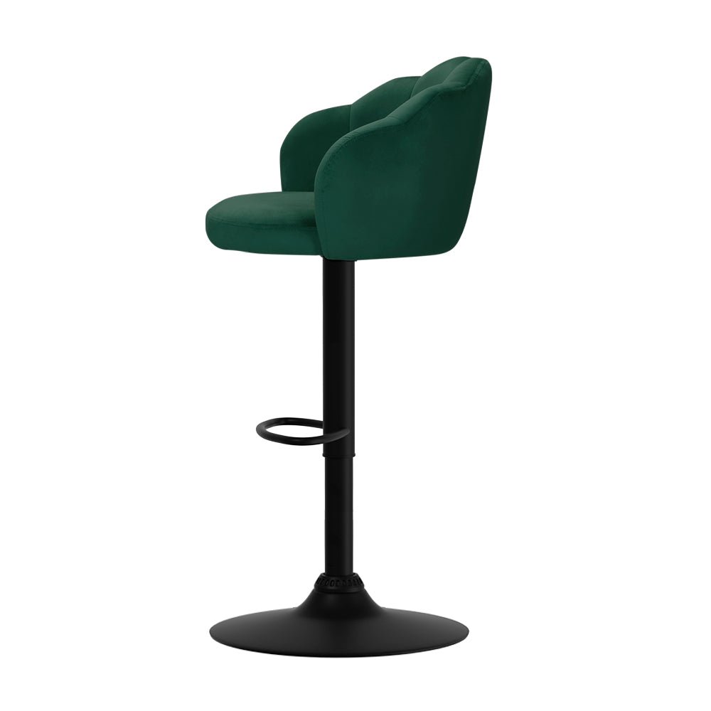 Emma Velvet Clamshell Adjustable Bar Stools Green (Set of 2) - Barstool Express