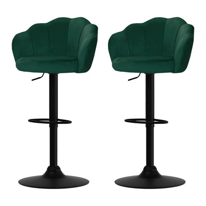 Emma Velvet Clamshell Adjustable Bar Stools Green (Set of 2) - Barstool Express