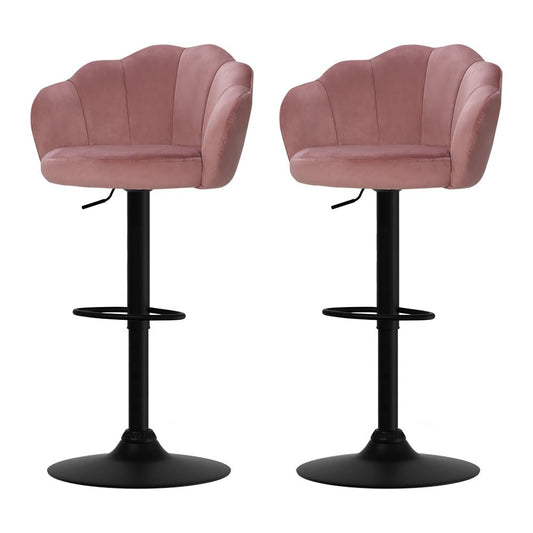 Emma Velvet Clamshell Adjustable Bar Stools Pink (Set of 2) - Barstool Express
