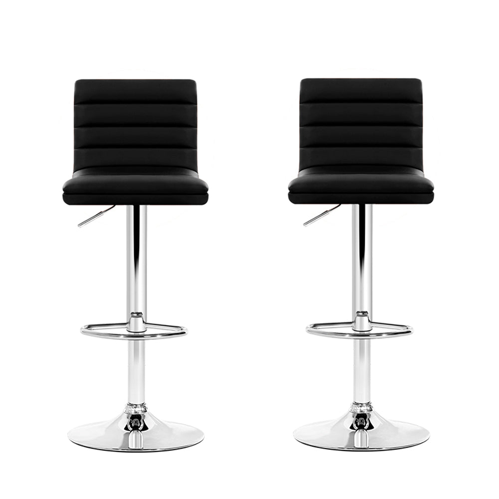 Ezra Leather Padded Adjustable Bar Stools Black (Set of 2) - Barstool Express