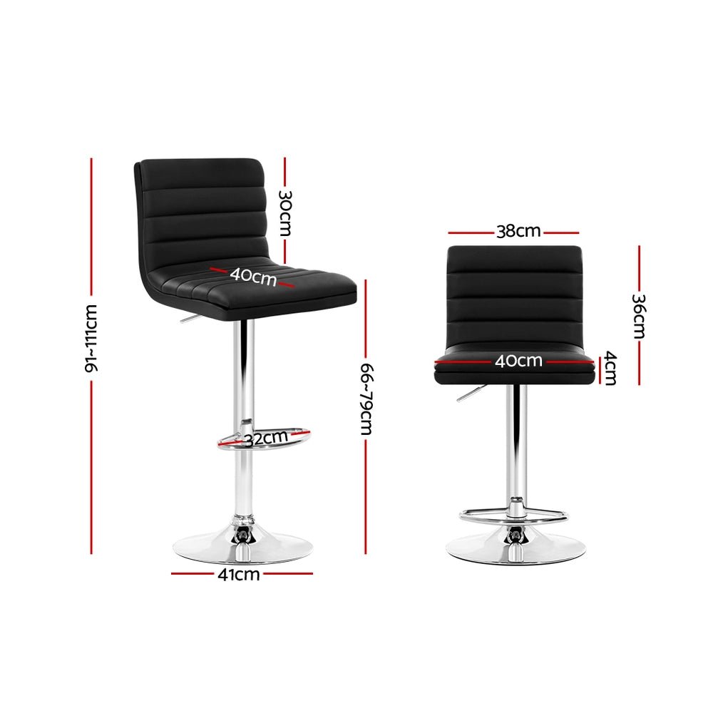 Ezra Leather Padded Adjustable Bar Stools Black (Set of 2) - Barstool Express