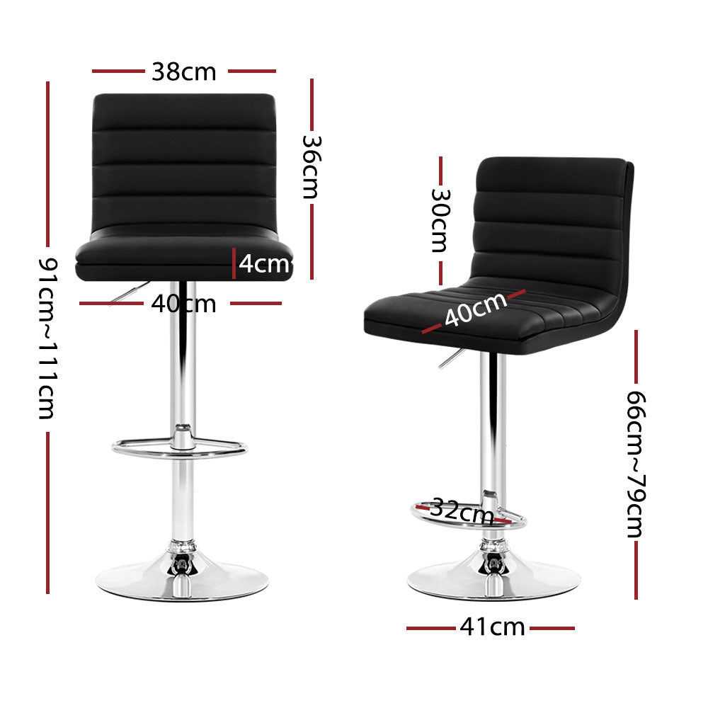 Ezra Leather Padded Adjustable Bar Stools Black (Set of 4) - Barstool Express