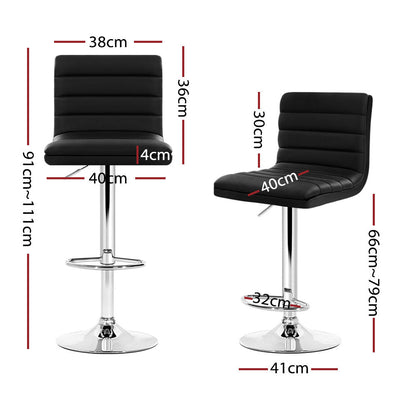 Ezra Leather Padded Adjustable Bar Stools Black (Set of 4) - Barstool Express