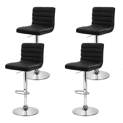 Ezra Leather Padded Adjustable Bar Stools Black (Set of 4) - Barstool Express