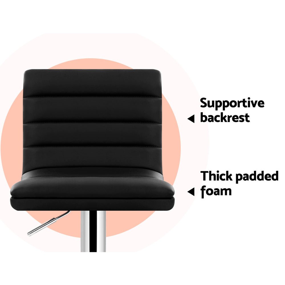Ezra Leather Padded Adjustable Bar Stools Black (Set of 4) - Barstool Express