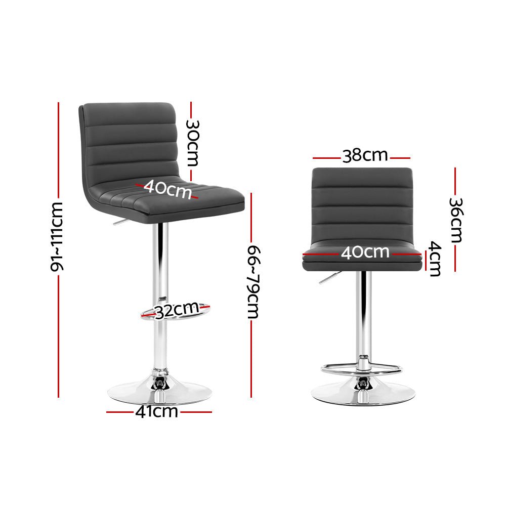 Ezra Leather Padded Adjustable Bar Stools Grey (Set of 2) - Barstool Express