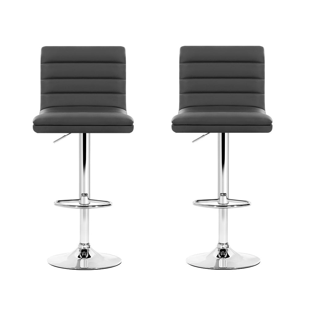 Ezra Leather Padded Adjustable Bar Stools Grey (Set of 2) - Barstool Express