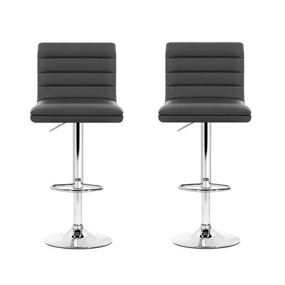 Ezra Leather Padded Adjustable Bar Stools Grey (Set of 2) - Barstool Express