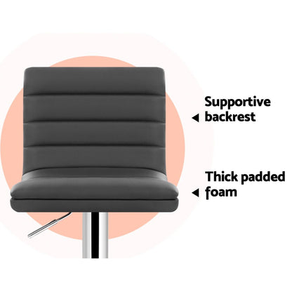 Ezra Leather Padded Adjustable Bar Stools Grey (Set of 4) - Barstool Express