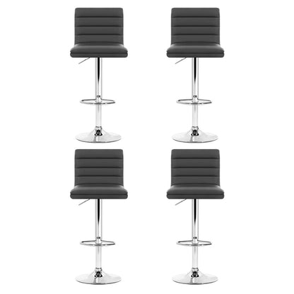Ezra Leather Padded Adjustable Bar Stools Grey (Set of 4) - Barstool Express