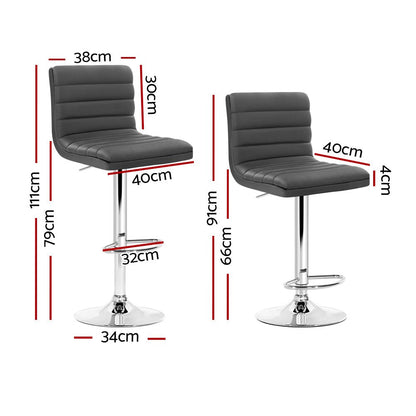 Ezra Leather Padded Adjustable Bar Stools Grey (Set of 4) - Barstool Express