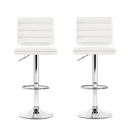 Ezra Leather Padded Adjustable Bar Stools White (Set of 2) - Barstool Express