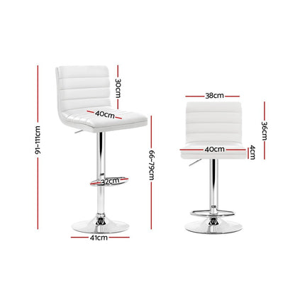 Ezra Leather Padded Adjustable Bar Stools White (Set of 2) - Barstool Express