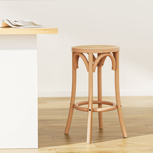 Hamptons Rattan Beechwood Bar Stool 65cm Natural - Barstool Express