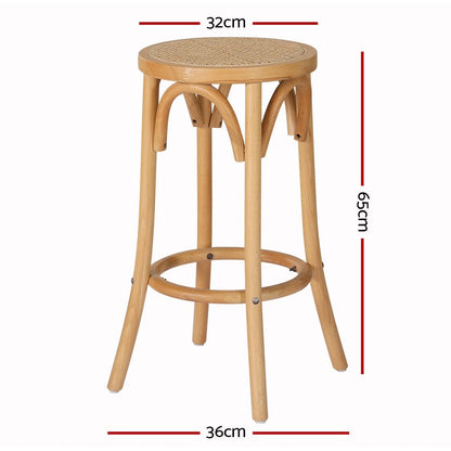 Hamptons Rattan Beechwood Bar Stool 65cm Natural - Barstool Express
