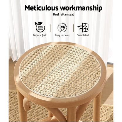 Hamptons Rattan Beechwood Bar Stool 65cm Natural - Barstool Express