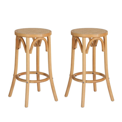 Hamptons Rattan Beechwood Bar Stools 65cm Natural (Set of 2) - Barstool Express