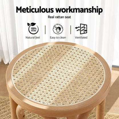 Hamptons Rattan Beechwood Bar Stools 65cm Natural (Set of 4) - Barstool Express