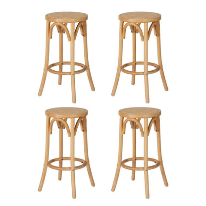 Hamptons Rattan Beechwood Bar Stools 65cm Natural (Set of 4) - Barstool Express