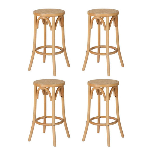 Hamptons Rattan Beechwood Bar Stools 65cm Natural (Set of 4) - Barstool Express