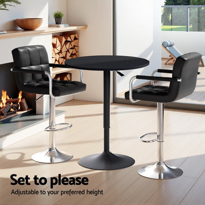 Indi Adjustable Bar Dining Table and Stools Set Black (3 Piece) - Barstool Express