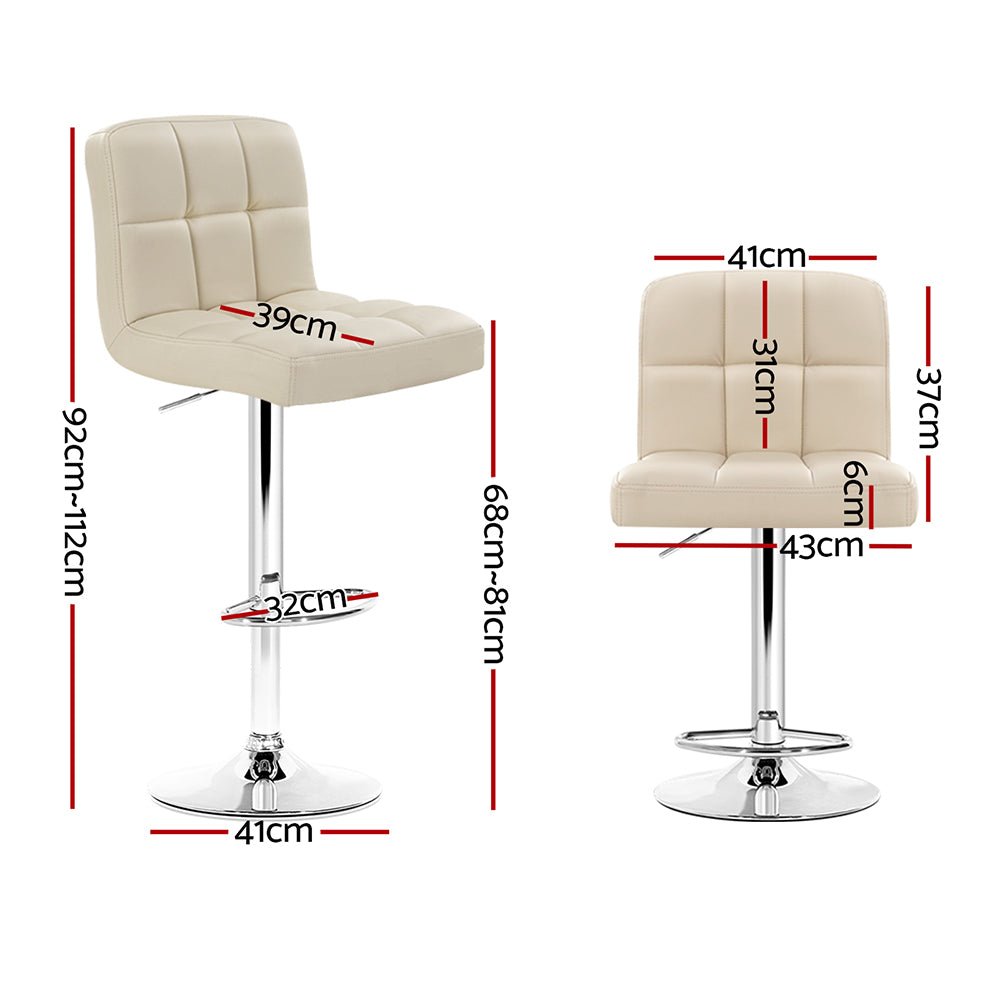 Indi Leather Padded Adjustable Bar Stools Beige (Set of 2) - Barstool Express