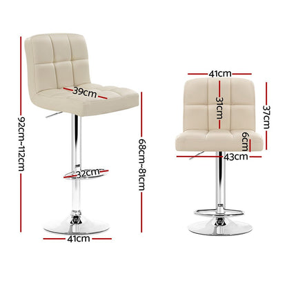 Indi Leather Padded Adjustable Bar Stools Beige (Set of 2) - Barstool Express