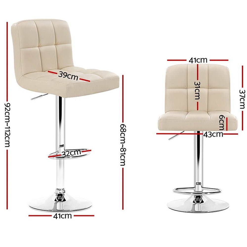 Indi Leather Padded Adjustable Bar Stools Beige (Set of 4) - Barstool Express