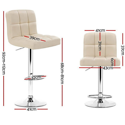 Indi Leather Padded Adjustable Bar Stools Beige (Set of 4) - Barstool Express