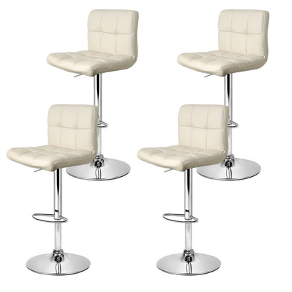 Indi Leather Padded Adjustable Bar Stools Beige (Set of 4) - Barstool Express