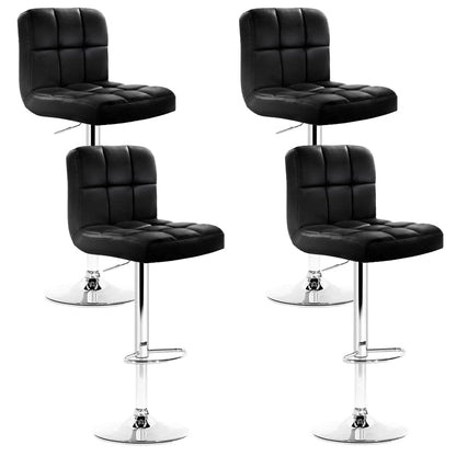Indi Leather Padded Adjustable Bar Stools Black (Set of 4) - Barstool Express
