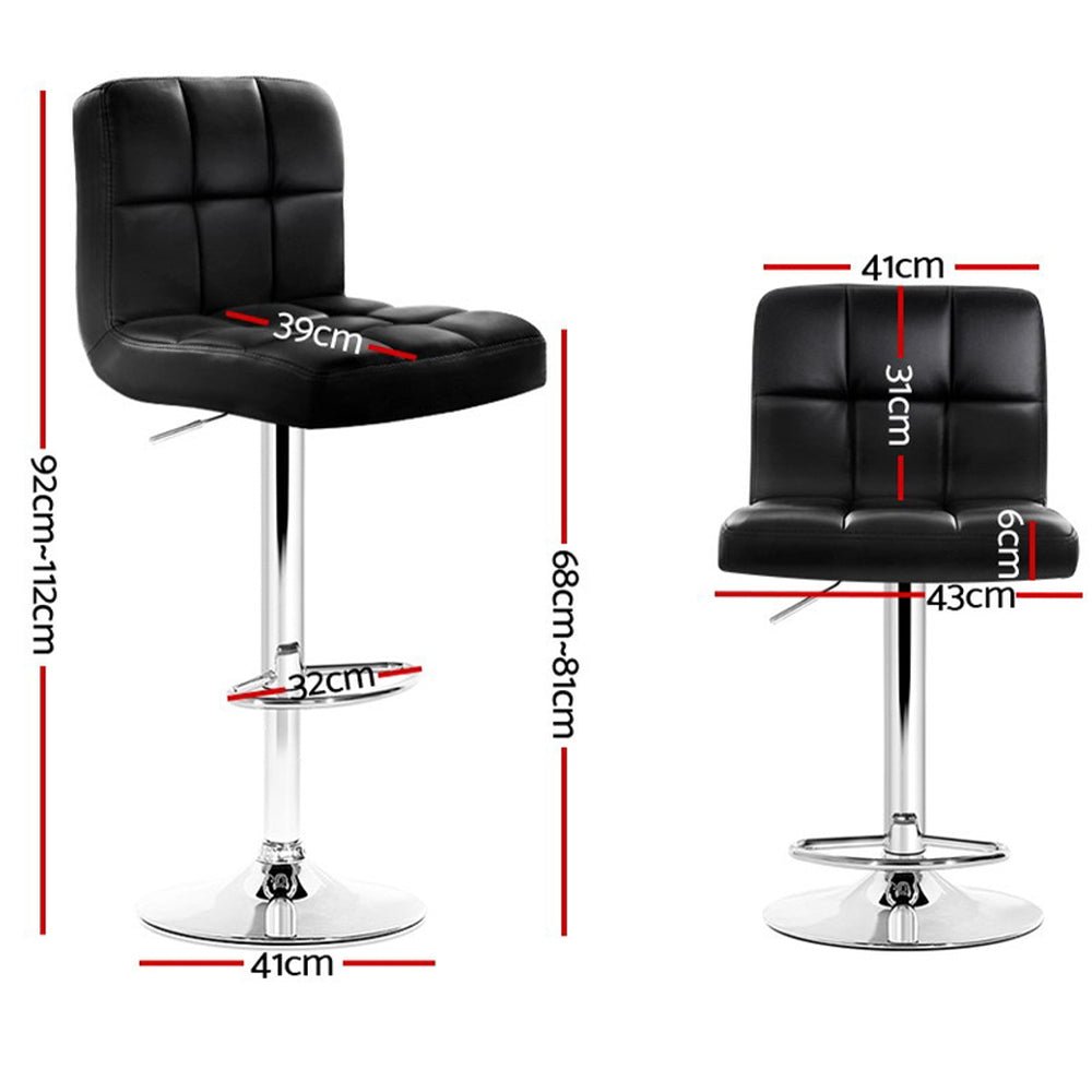 Indi Leather Padded Adjustable Bar Stools Black (Set of 4) - Barstool Express