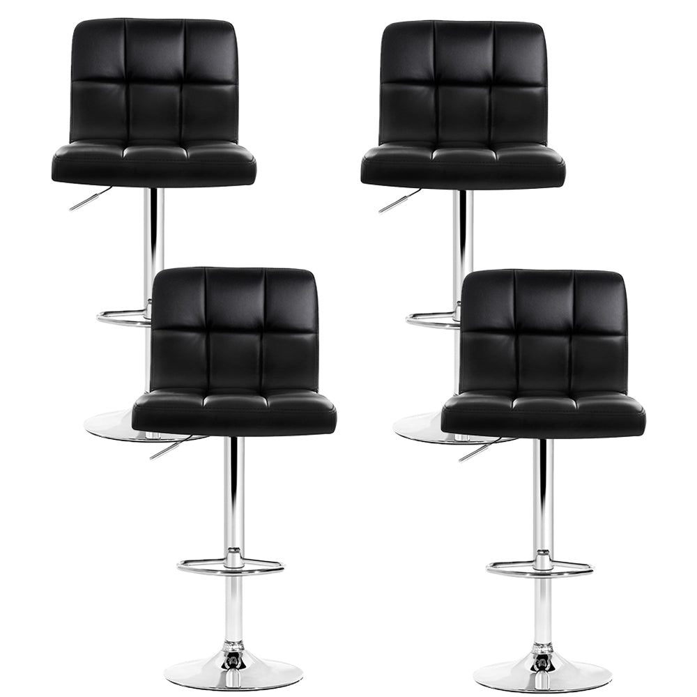 Indi Leather Padded Adjustable Bar Stools Black (Set of 4) - Barstool Express
