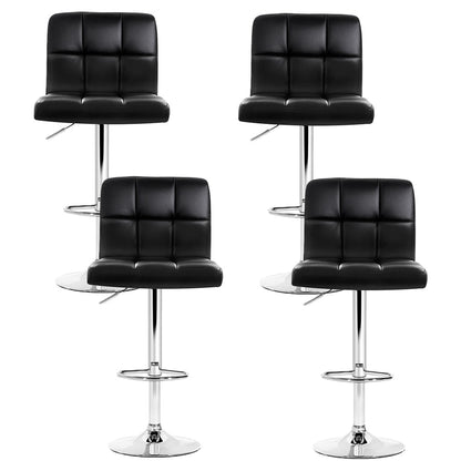 Indi Leather Padded Adjustable Bar Stools Black (Set of 4) - Barstool Express
