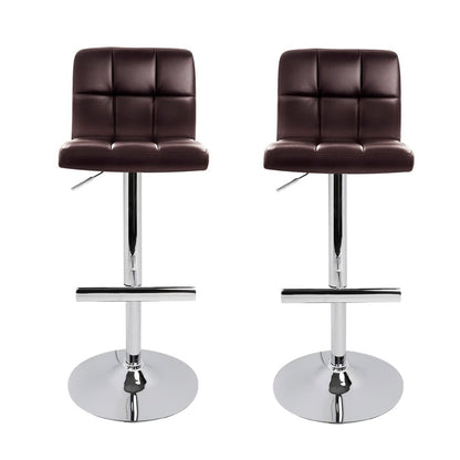 Indi Leather Padded Adjustable Bar Stools Brown (Set of 2) - Barstool Express