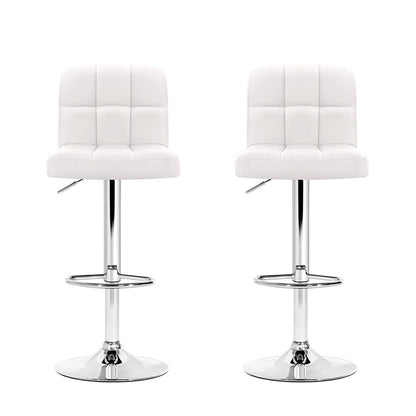 Indi Leather Padded Adjustable Bar Stools White (Set of 2) - Barstool Express
