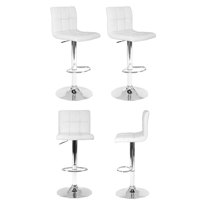 Indi Leather Padded Adjustable Bar Stools White (Set of 4) - Barstool Express