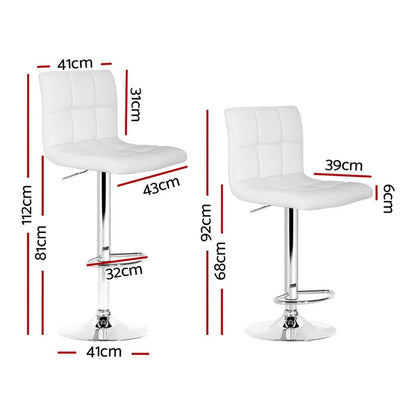 Indi Leather Padded Adjustable Bar Stools White (Set of 4) - Barstool Express