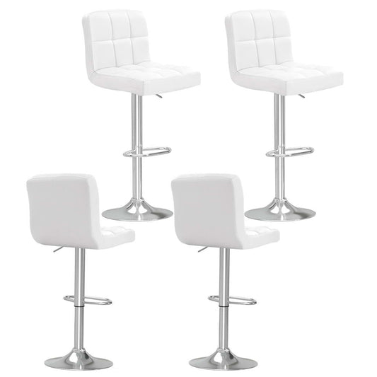 Indi Leather Padded Adjustable Bar Stools White (Set of 4) - Barstool Express