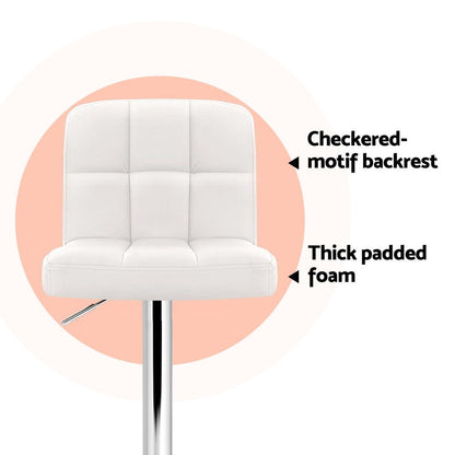 Indi Leather Padded Adjustable Bar Stools White (Set of 4) - Barstool Express
