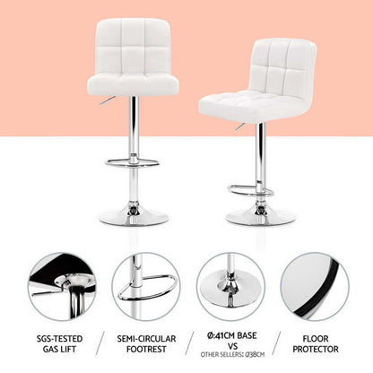 Indi Leather Padded Adjustable Bar Stools White (Set of 4) - Barstool Express